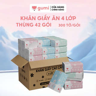 Thùng 42 gói giấy ăn cao cấp Gumi 3 lớp / 4 lớp mềm mịn, tiện lợi Khăn Giấy để Phòng Khách