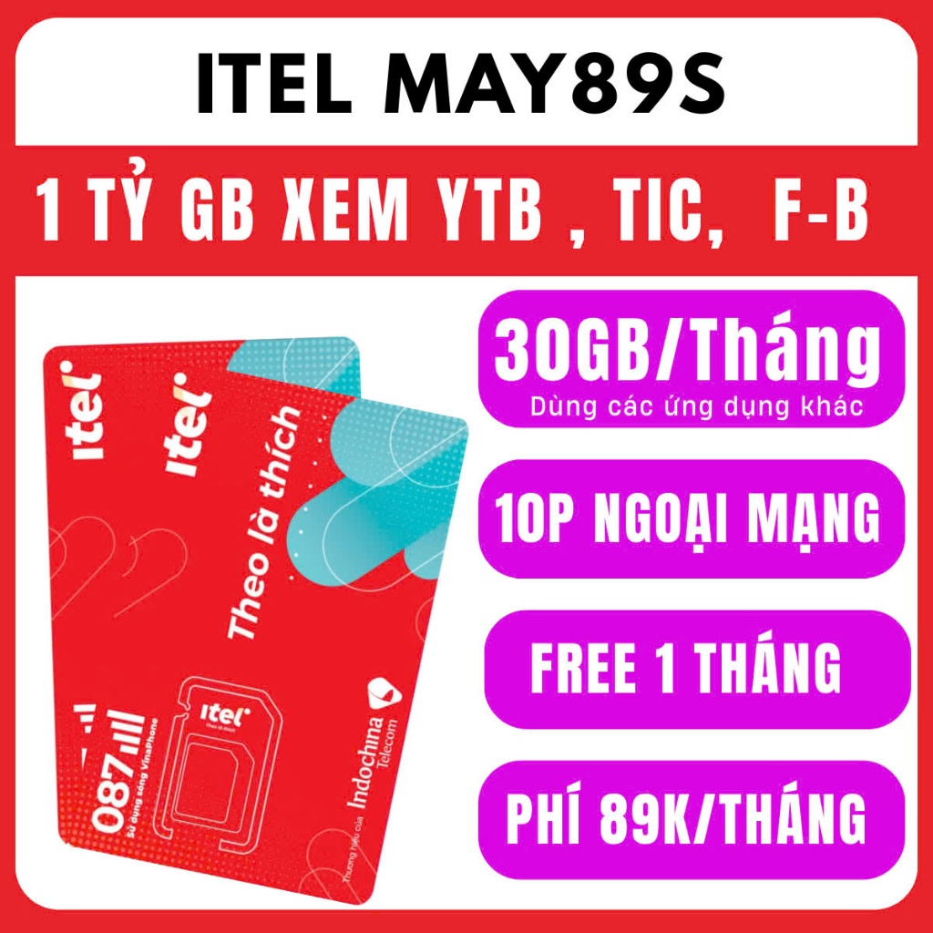 [ MIỄN PHÍ 1 THÁNG ] Sim 4G Itelecom Tặng 1 Tỷ GB Data Vào Mạng Nghe Gọi Tẹt Ga Giá Cực rẻ - MAY35 MAY69 MAY89 MAy79