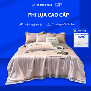 Bộ Chăn Ga Gối Nệm 5 Món Lụa Thái Cao Cấp He thong NEM Bộ Chăn Ra Drap Grap Gối Đệm Nệm Phủ Trải Giường Mùa Hè Mát