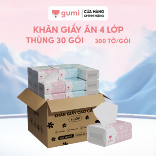 thùng 30 gói giấy ăn cao cấp Gumi 3 lớp / 4 lớp mềm mịn, tiện lợi cho gia đình