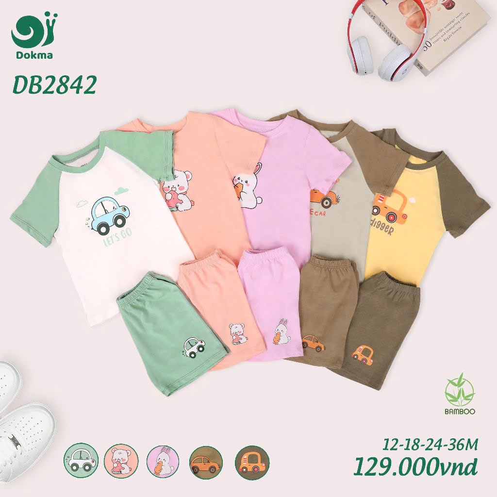 (9-13kg, 9-36M) Bộ Cộc Tay Mềm Mại, Thoáng Mát Bé Trai, Bé Gái DOKMA  DB2818 DB2842 DB2881 DB3051