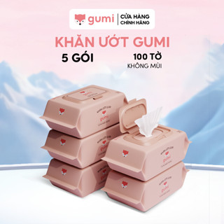 Bộ 5 gói khăn ướt Gumi không cồn không parabens cao cấp dành cho em bé