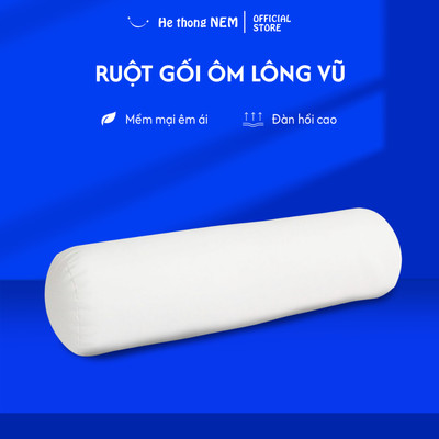 Gối Ôm Lông Vũ He thong NEM Cao Cấp Ruột Lõi Gối Lông Vũ Ôm Ngủ Dài 1m 35x100cm Lông Vũ Nhân Tạo Ôm Mềm Mịn