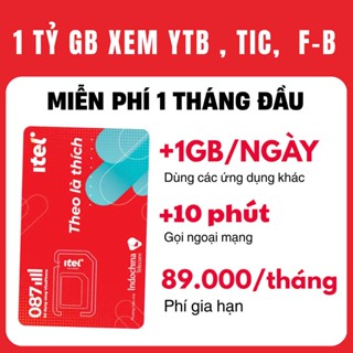 [ TẶNG 1 THÁNG ] Sim 4G ITel Vinaphone Miễn Phí 1 Tỷ GB Truy Cập Mạng FUll Data Tốc Độ Cao Kèm Nghe Gọi MAY35 MA69 may89