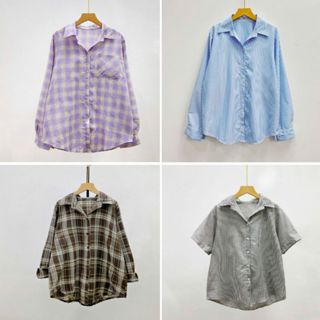 Tổng hợp các mẫu Áo sơ mi Bigsize nữ basic 60-95kg vintage kẻ sọc retro xinh vải mềm mịn đi học đi chơi thời trang