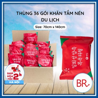Sỉ 1 Thùng 36 Viên Khăn Tắm Nén Du Lịch Dùng Nhiều Lần - Khăn Tắm Nén Cotton Khách Sạn, Nhỏ Gọn, Tiện Lợi