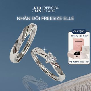 Nhẫn hẹn ước bạc Ý 925, nhẫn đôi nam nữ Promise Ring Freesize cặp trái tim đính đá Elle-AURA SILVER-ND17