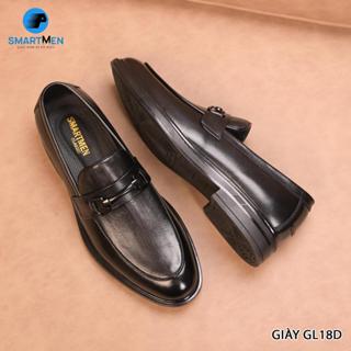 Giày loafer nam công sở da bò cao cấp SmartMen GL-18 Đen