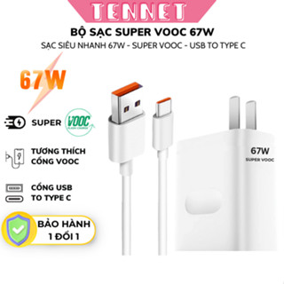 Bộ Củ và Dây Cáp Sạc Nhanh Oppo Vooc 67W, Có Báo Sạc Super Vooc Dùng Cho Oppo/Realme/Reno /Reno 3