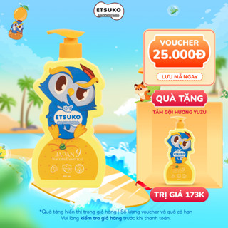 Sữa Tắm Gội ETSUKO Hương Yuzu Quýt Nhật 400ml Dưỡng Ẩm Dịu Nhẹ Kháng Khuẩn Bảo Vệ Cho Bé, An Toàn Cho Da Nhạy Cảm