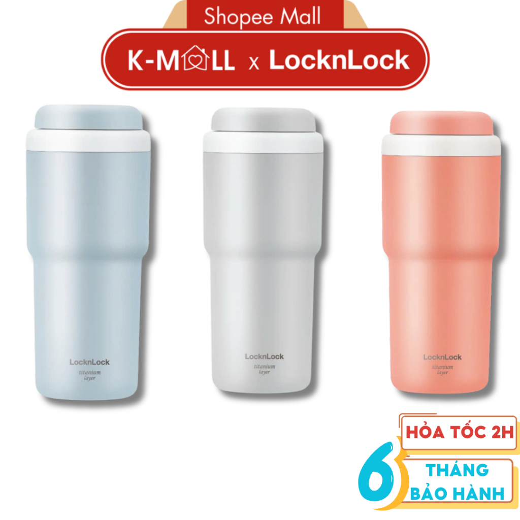  Bình giữ nhiệt LocknLock 480ml Daily Macaron Tumbler LHC3291 Inox 304 mạ Titan mở nắp 1 chạm - K-MALL 