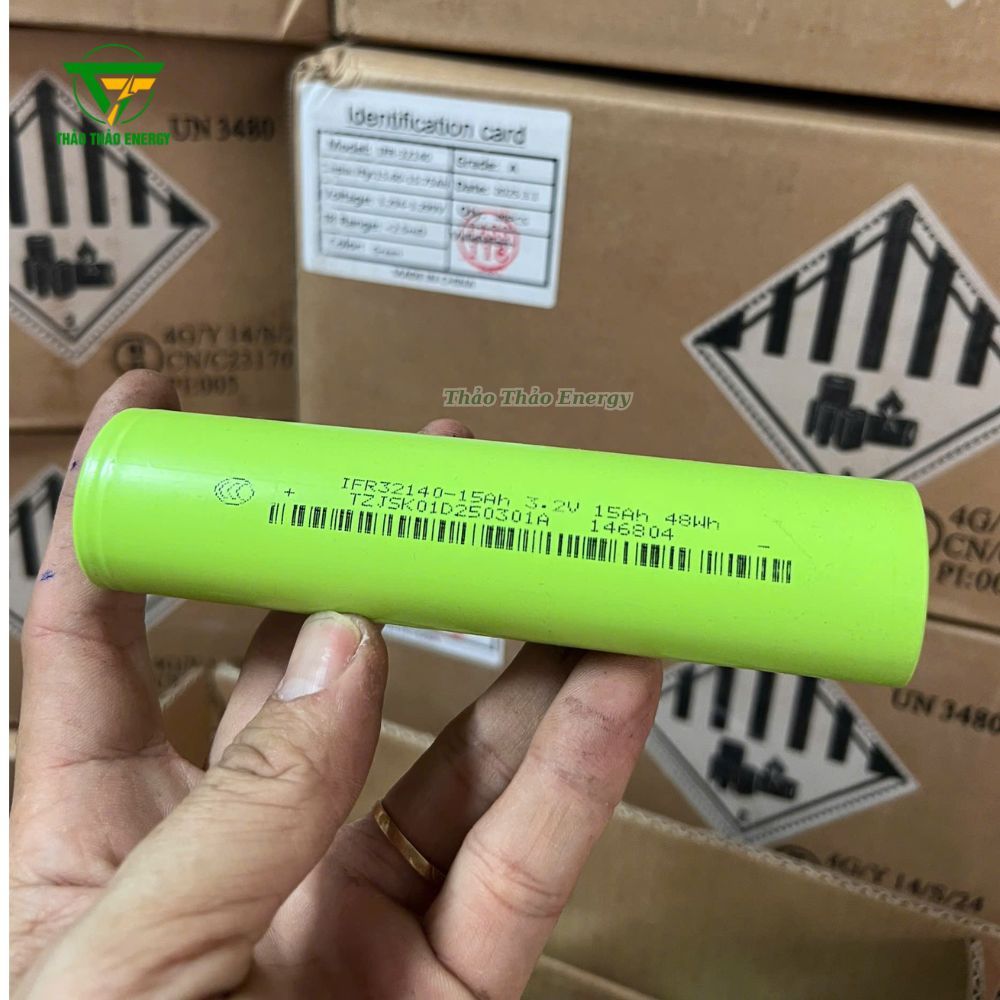 (TẶNG KÈM KHUNG) Cell pin sắt 32140 loại A 3.2v, dung lượng 15ah, New 100%
