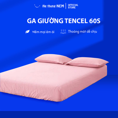 Ga giường Lụa Tencel 60S He thong NEM Cao Cấp Trơn Màu Drap Bo Chun Trải Nệm 1m8 x 2m Ra Lẻ Bọc Đệm