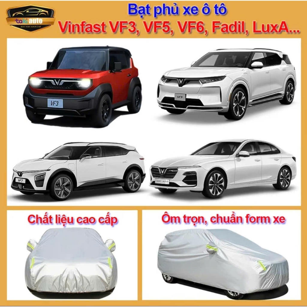 Bạt phủ cho xe Vinfast 3 lớp vải dù oxford