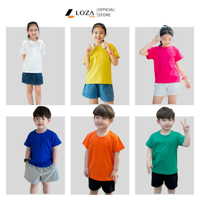 Áo phông cho bé trai và bé gái màu trơn đơn sắc - Áo thun trẻ em nam nữ Loza Kids PH403306