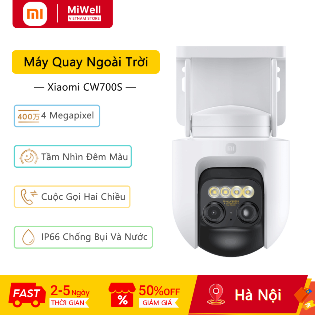 Xiaomi Camera ngoài trời CW700S, Camera Zoom 9X, Double 4 triệu pixel, Tầm nhìn ban đêm đầy màu sắc