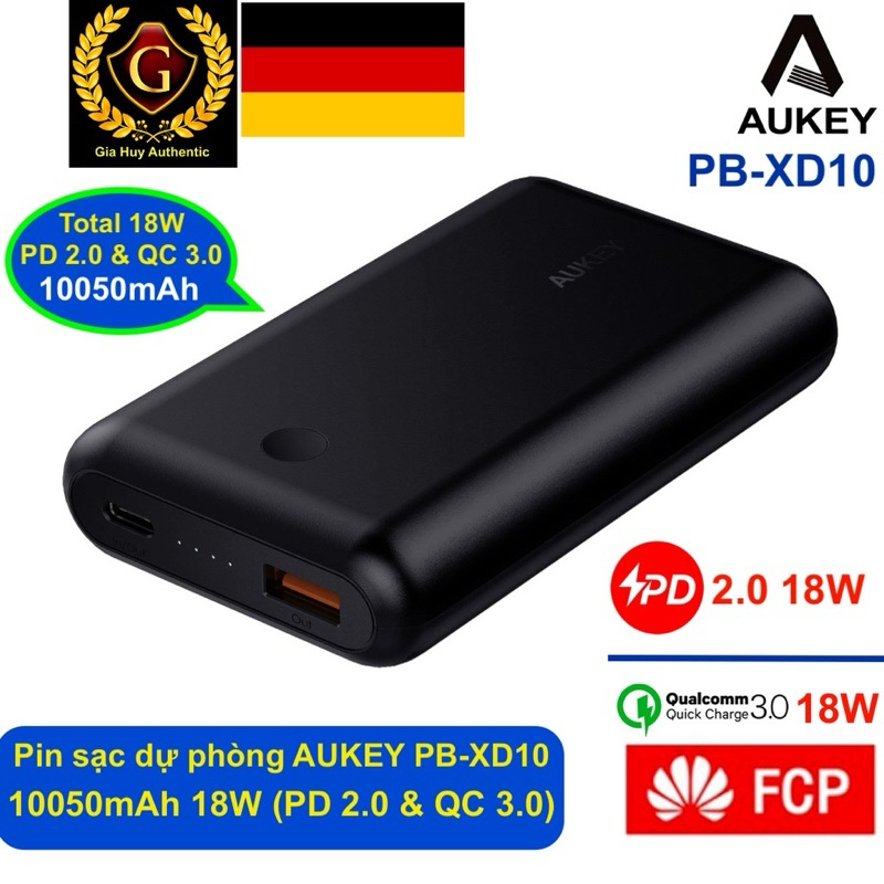 Pin sạc dự phòng AUKEY PB-XD10 18W 1C-1A 10050mAh