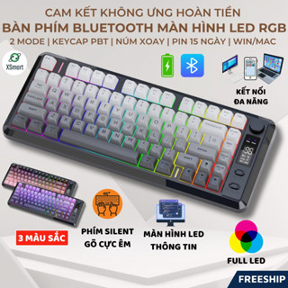 Bàn Phím Không Dây Bluetooth M75 LED RGB, Keycap PBT , Màn Hình LCD, Kết Nối Đa Năng, Pin Sạc, Gõ Êm
