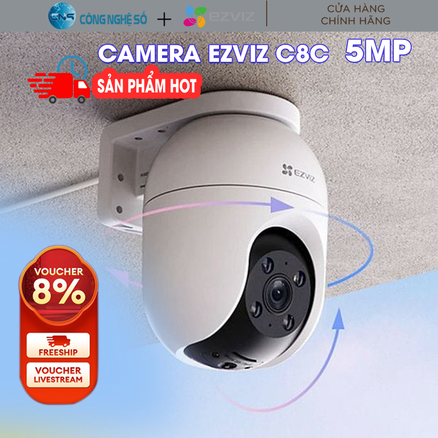 Camera Wifi Ngoài trời Ezviz C8C 5MP 3K | Chống Nước | Full Chức Năng | Chính Hãng Bảo Hành 2 Năm