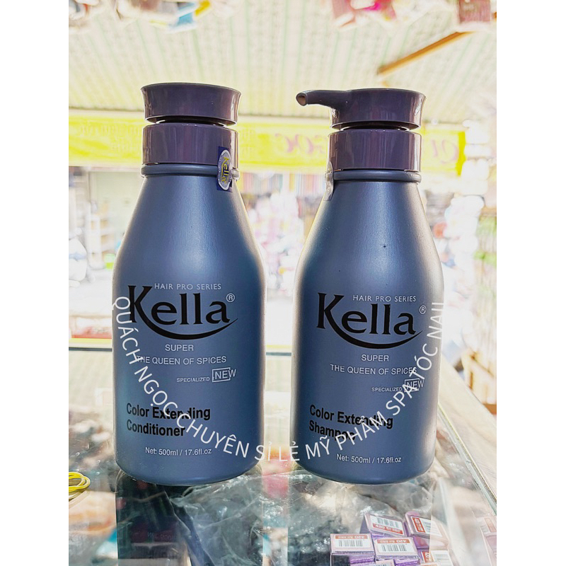 Cặp Dầu Gội Kella, Dầu Xả Kella Dành cho tóc màu Giữ Bền Màu Nhuộm, Tóc Mềm Mượt Hơn 500ml