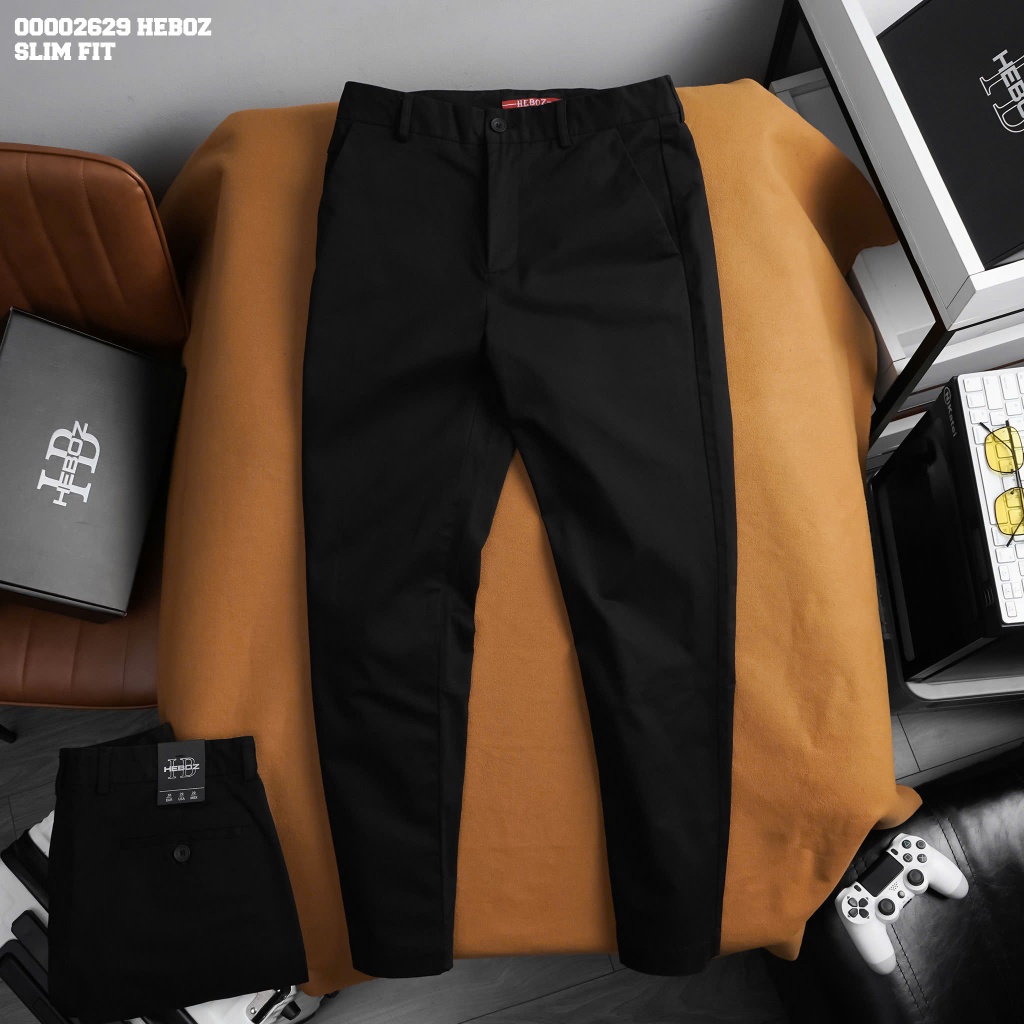Quần kaki smart Heboz 1M, quần dài đen trơn dành cho nam - 00002629