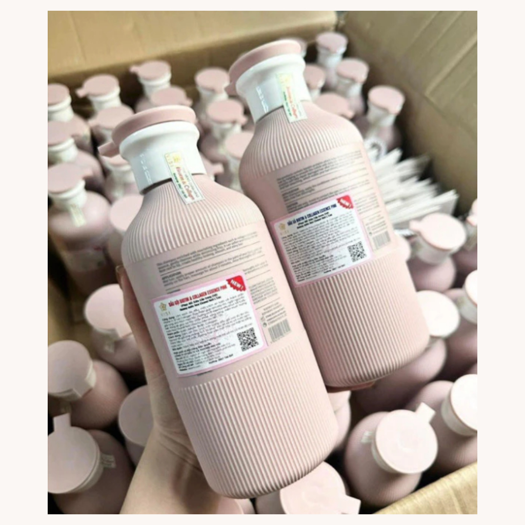 (Màu hồng) Cặp Gội Xả BIOTIN COLLAGEN ESSENCE Giúp Phục Hồi Tóc Hư Tổn 500ml