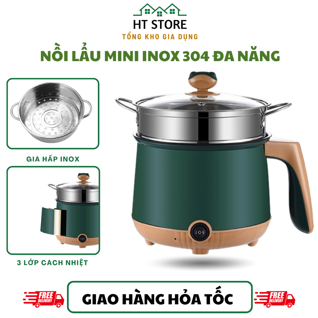 Nồi Lẩu Điện Mini Đa Năng 1-2 Người – Nấu Lẩu, Nấu Mì, Hấp, Xào, Chống Dính, Tiện Dụng Cho Sinh Viên & Gia Đình