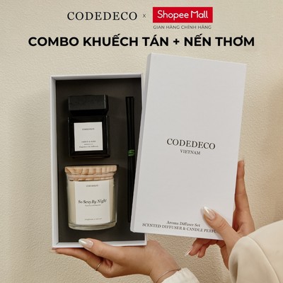 Combo tinh dầu khuếch tán thơm phòng hương nước hoa CODEDECO 100ml + Nến thơm hương nước hoa 205g