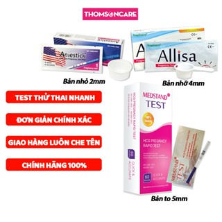 Que thử thai nhanh, có che tên, bản nhỏ, bản to 4mm và 5mm, test thử thai nhanh, chuẩn, chăm sóc phụ nữ Thomsoncare