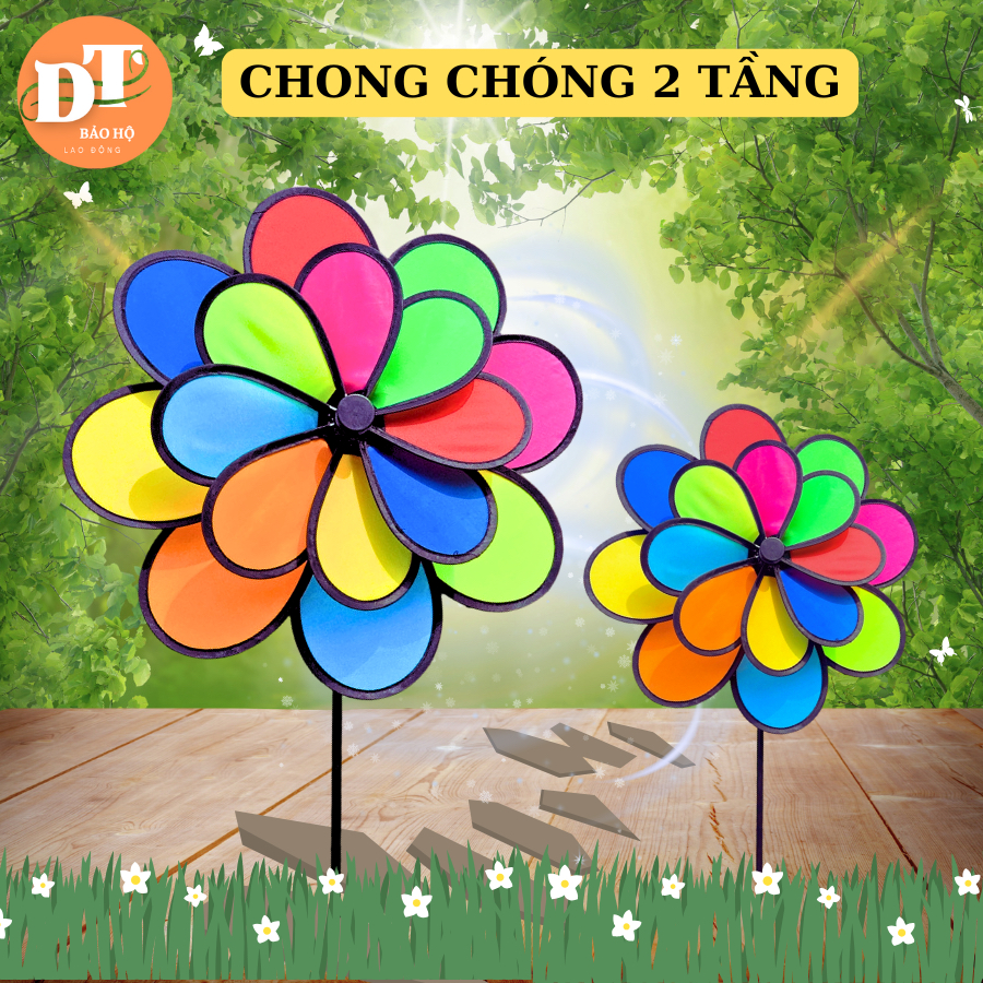 Chong chóng cầu vồng 2 tầng siêu đẹp Chong chóng 7 màu 26cm x 38cm, chất lượng màu rõ nét