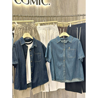 áo denim croptop thêu ngực COMIC