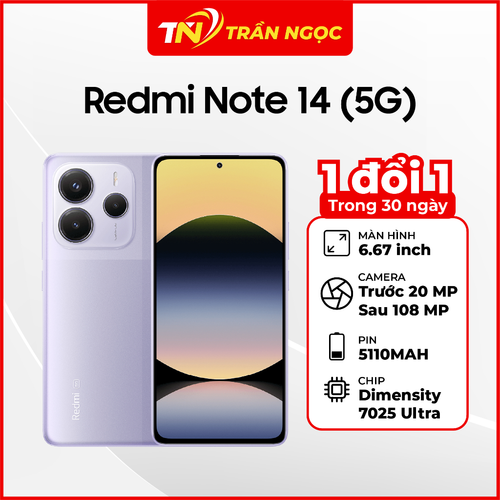 Điện thoại Xiaomi Redmi Note 14 (5G) 8GB 256GB Chính Hãng | BigBuy360 - bigbuy360.vn