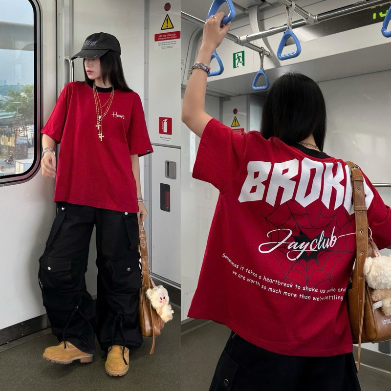 HEART BROKEN tee BOXY - Áo thun cổ tròn form rộng nam nữ unisex màu ĐEN/TRẮNG 🖤 Áo phông boxy Brand Jaystoree | BigBuy360 - bigbuy360.vn