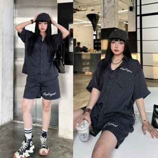 SET sơmi tay lỡ unisex ORIGINAL Sọc đen (có tách lẻ)🖤 Nam nữ unisex 🖤 Áo Sơ Mi form rộng style Ulzzang