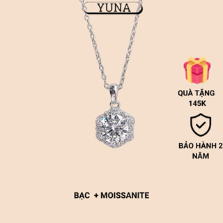 Dây chuyền nam nữ kim cương Moissanite 8ly , Bạc xi bạch kim bông hoa mềm mại, nữ tính, rạng rỡ...