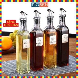 Chai đựng dầu ăn, nước mắm RIOBEN chất liệu thủy tinh an toàn sức khỏe 500ml