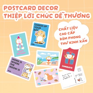 Postcard SNOW MON decor dán tường, quà tặng lưu niệm, trang trí phòng ngủ - Thiệp nhắn nhủ lời chúc dễ thương