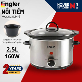 Nồi tiềm đa năng nấu chậm Engler EL9116 – 2.5L lòng sứ cao cấp, đa năng, hầm, nấu cháo, kho cá