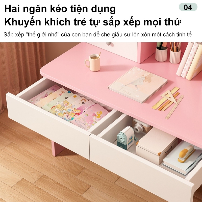 Bmzar Bàn Học Trẻ Em Bàn Học Màu Xanh Hồng Có Ngăn Kéo Bàn Viết Học Sinh Chống Gù Chống Cận | BigBuy360 - bigbuy360.vn