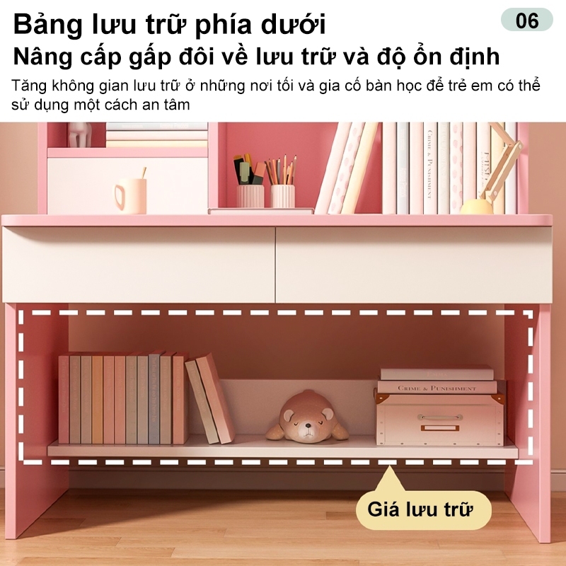 Bmzar Bàn Học Trẻ Em Bàn Học Màu Xanh Hồng Có Ngăn Kéo Bàn Viết Học Sinh Chống Gù Chống Cận | BigBuy360 - bigbuy360.vn