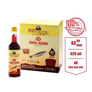 Nước Mắm Phú Quốc Khải Hoàn 43 độ đạm Thùng 6 chai thủy tinh 520ml