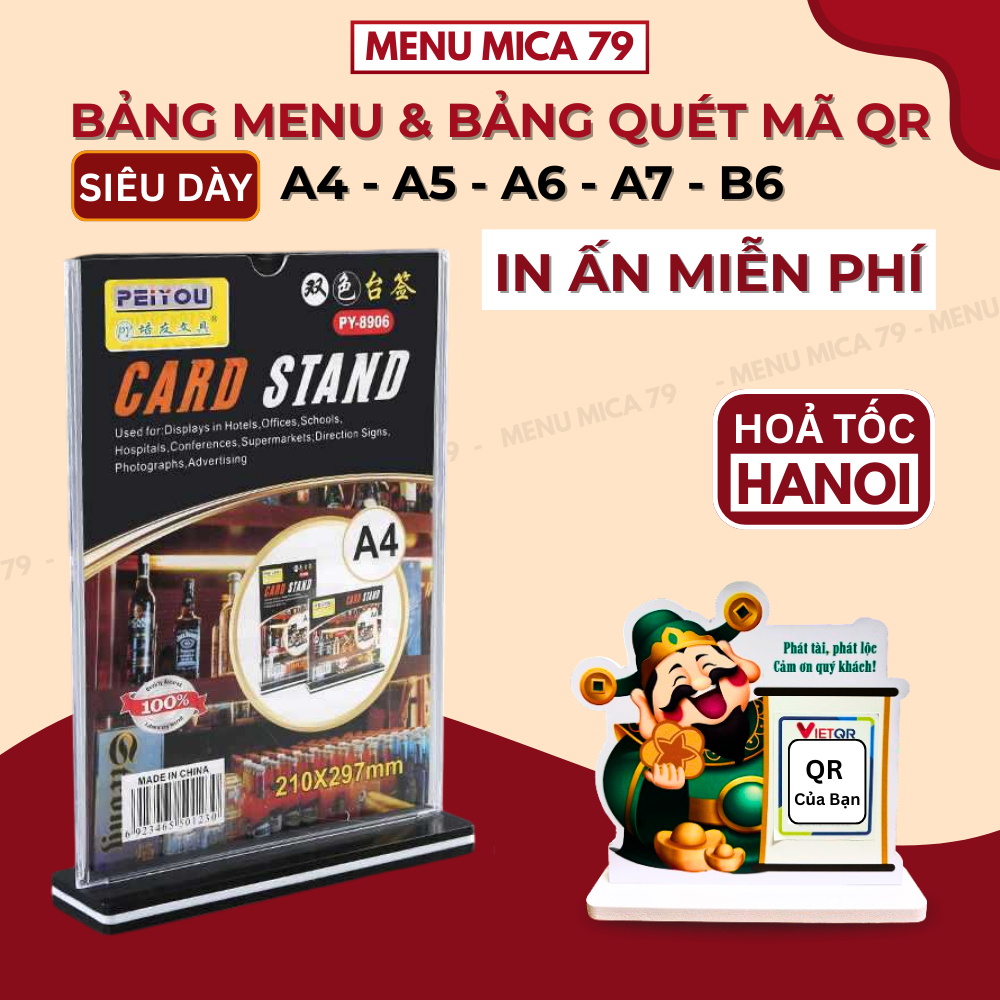 Bảng Menu Mica Để Bàn (Hàng siêu dày) A4 - A5 - A6 - B6
