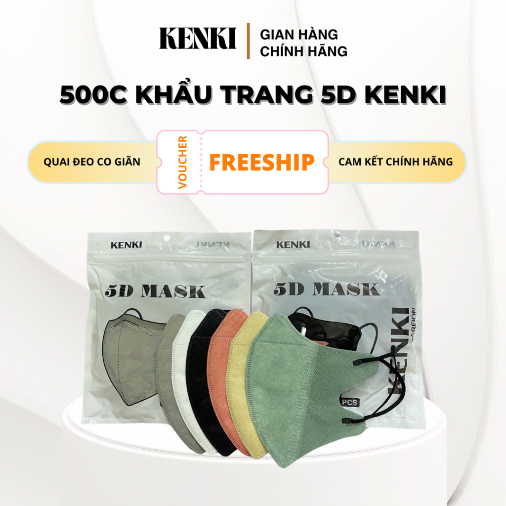 KENKI Combo 500 cái khẩu trang 5D Thái lan CAREION kháng khuẩn.