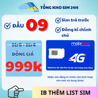 [Đồng giá 999k] Sim VIP Mobi số đẹp Đầu số cổ 090, 093 Tam hoa đuôi 888, Số cặp [DKCC tại Mobi]