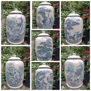 Hũ gạo 15 kg. Bình rượu 20 lit, men rạn, gốm sứ Bát Tràng