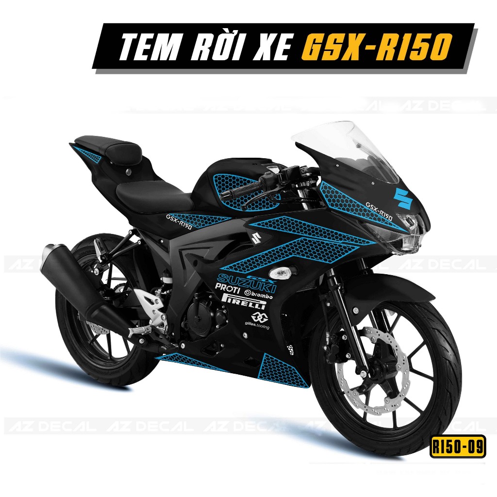 Tem rời GSX R150 mẫu chi tổ ong cực chất - Decal 3 lớp cao cấp, chống nước, không bay màu