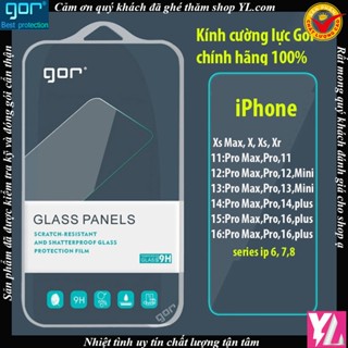 Kính Cường Lực GOR 9H Cho iPHONE X 11 12 13 14 15 16e 17 Air/ Pro/ ProMax Chính hãng không viền đen