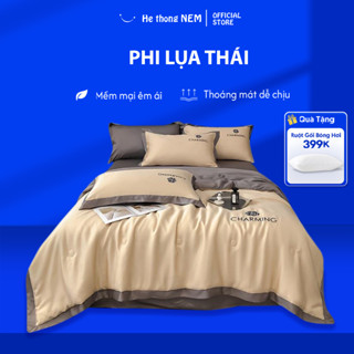 Bộ Chăn Ga Gối 5 Món He thong NEM Cao Cấp Bộ Set Chăn Ga Drap Grap Phủ Trải Giường Gối Nệm Đệm 5 Món Lụa Thái Mùa Hè