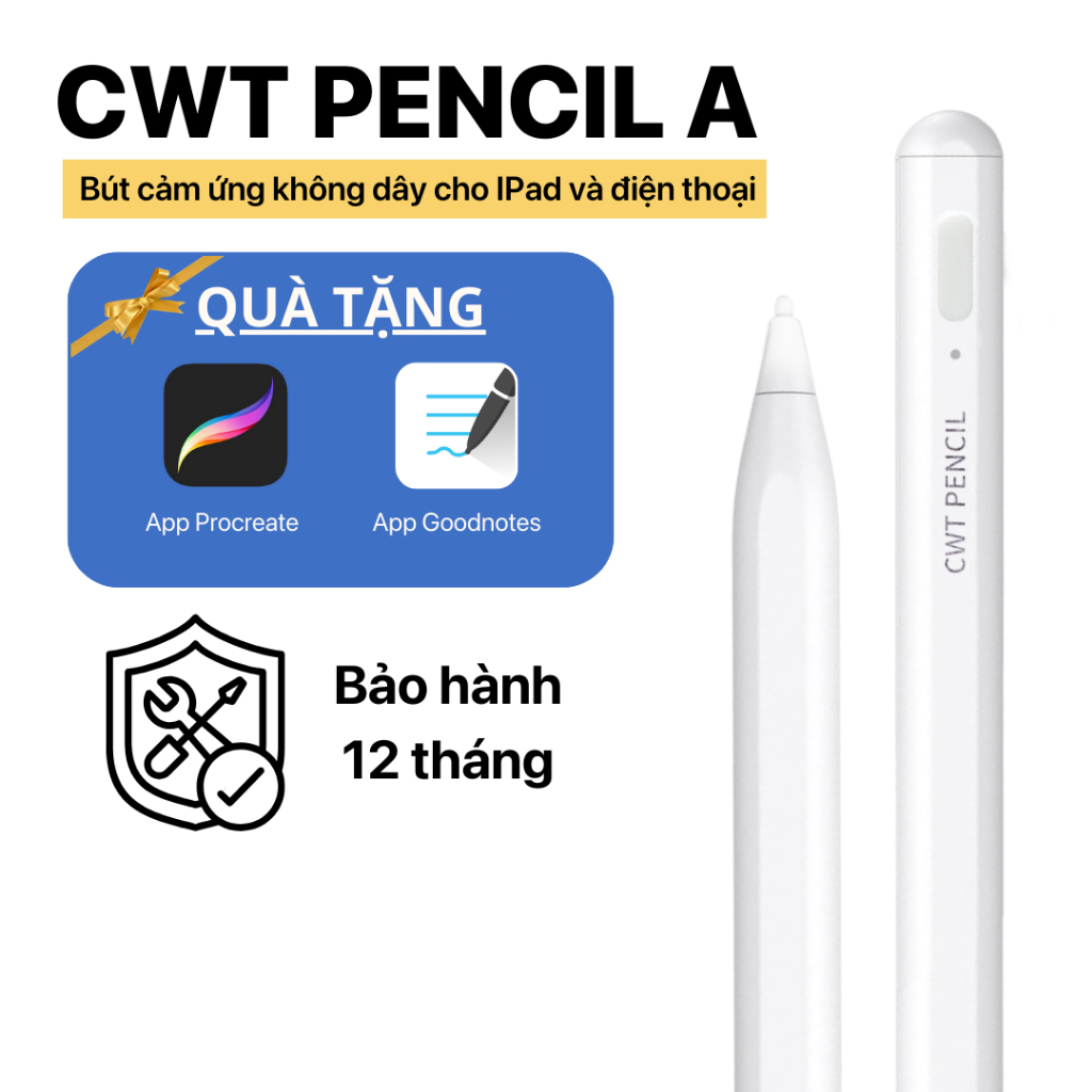 [DÙNG 2 CHẾ ĐỘ] BÚT CẢM ỨNG CWT Pencil A dùng được cả điện thoại, android, I.p..a..d có chống tì đè 