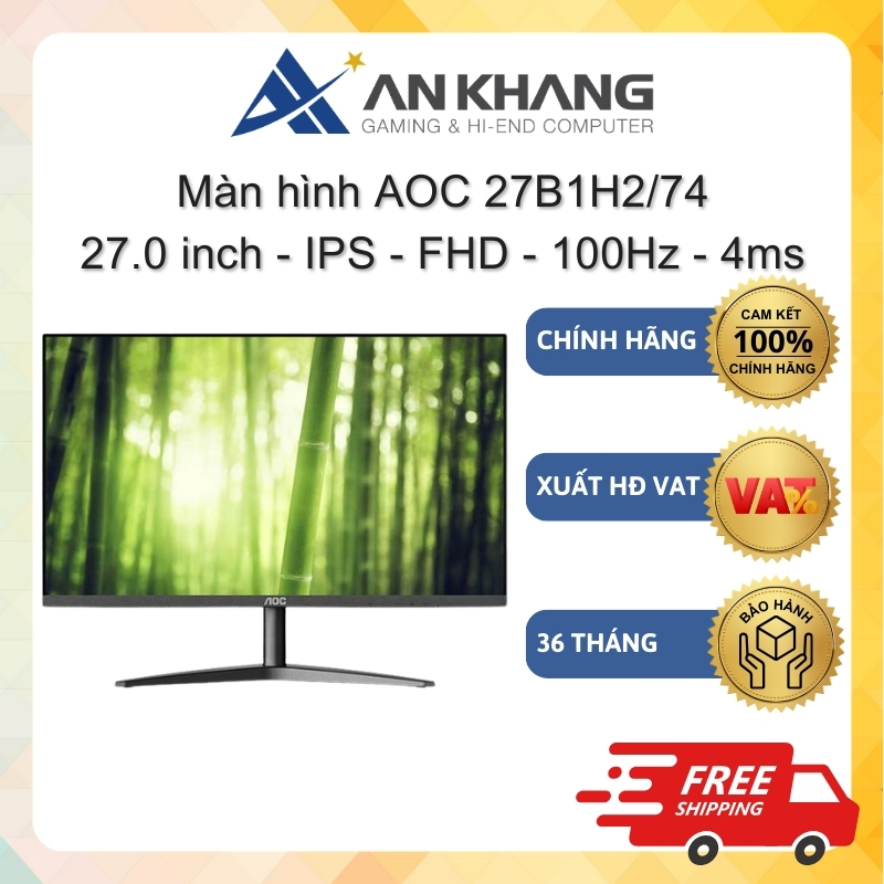 Màn hình AOC 27B1H2/74 (27.0 inch - IPS - FHD - 100Hz - 4ms - HDMI - VGA) Chính hãng Bảo hành 36 Thá
